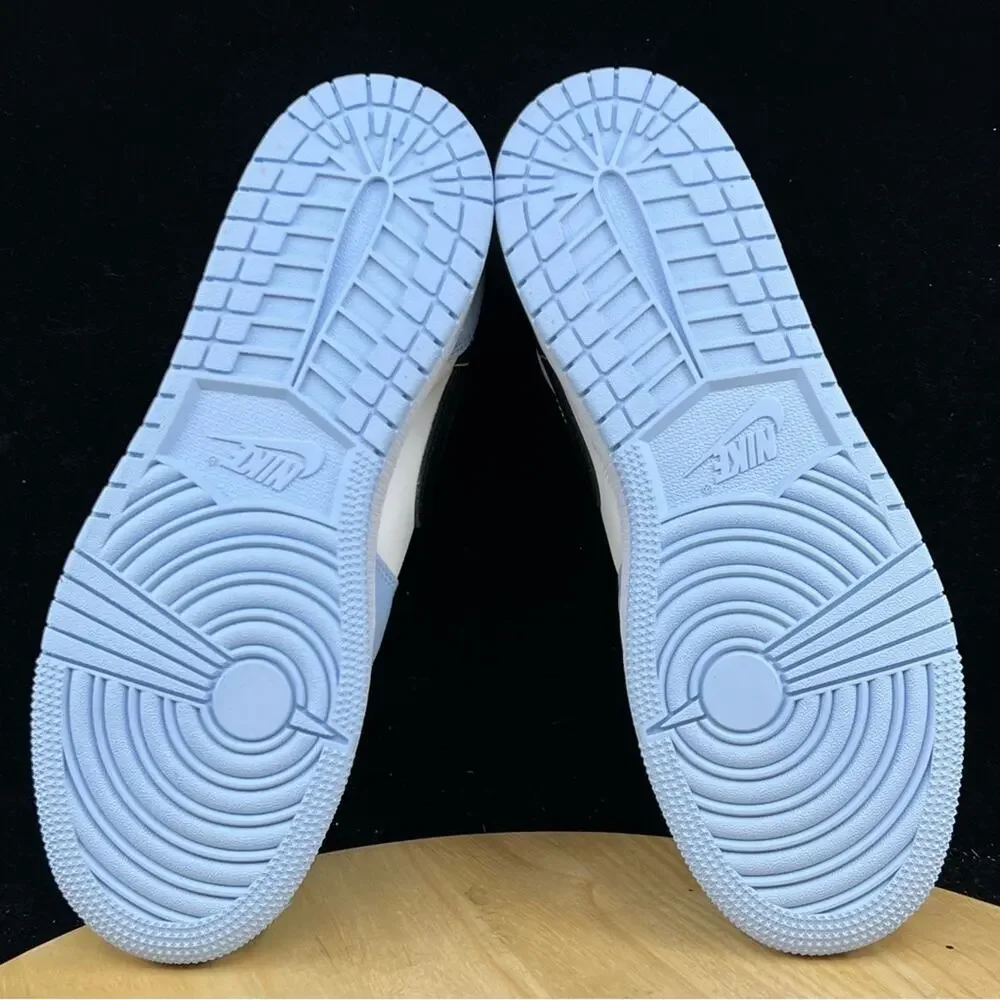 Nike Air Jordan 1 Mid Ice Blue Black Sail White UNC 555112-401 Size 5.5Y/ 7W New